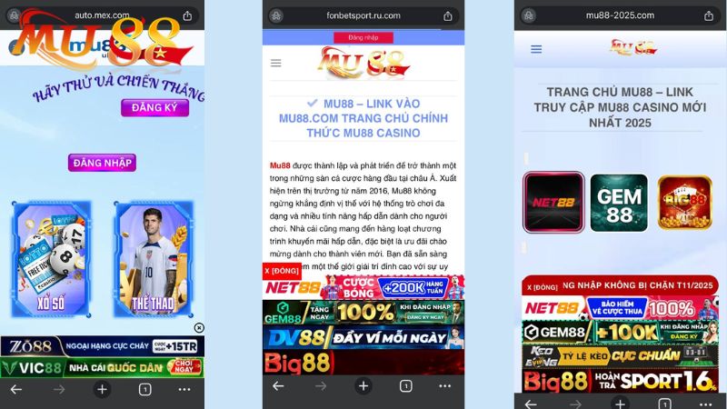 web giả mạo mu88